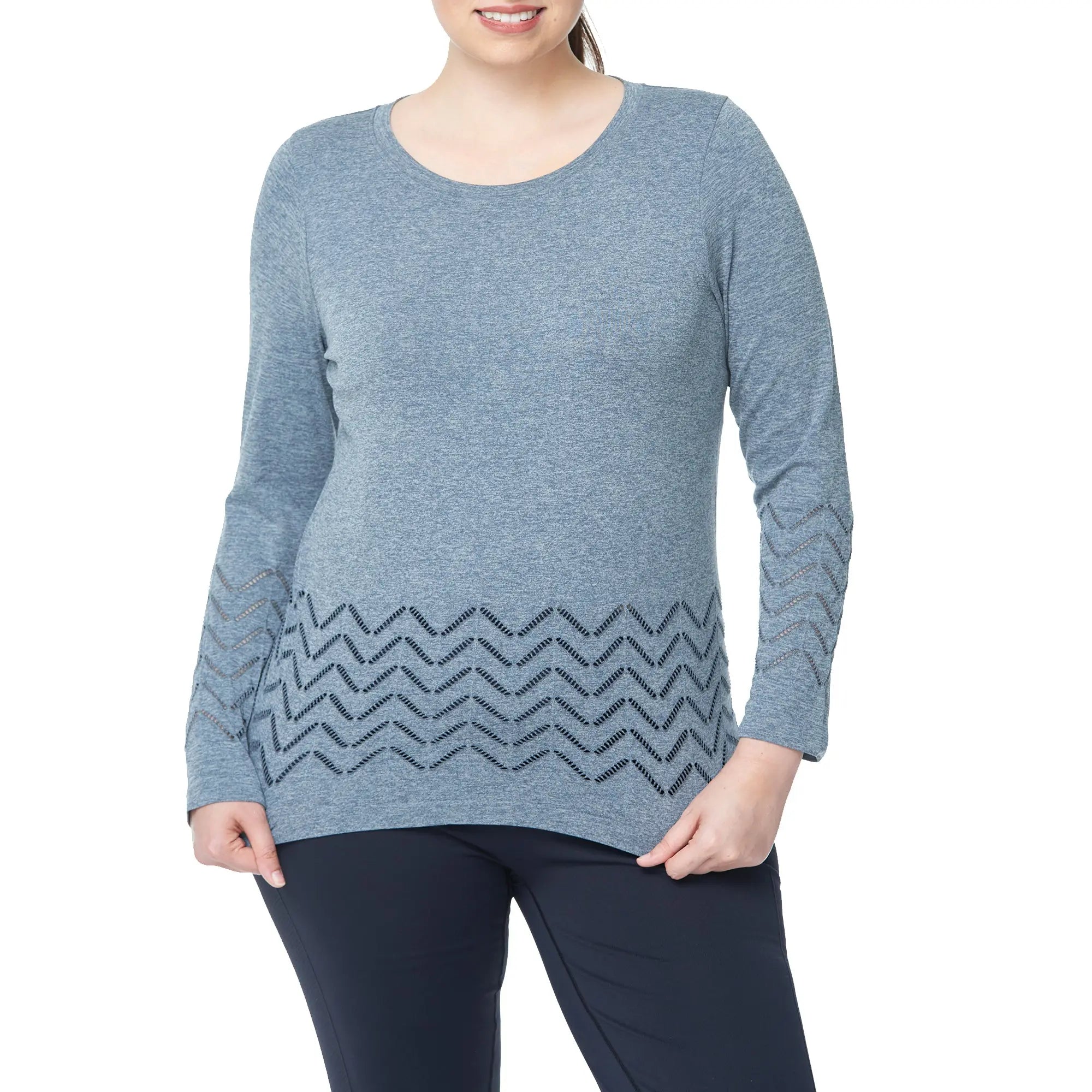 Pointelle Long Sleeve Tops- Plus Size Under Control